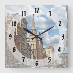 New York, NY Auf der Fifth Avenue von der 28th St Quadratische Wanduhr