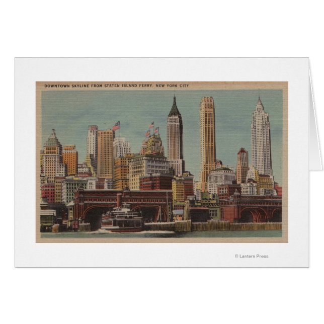 New York, NY - Downtown Skyline von Staten (Vorderseite (Horizontal))