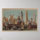 New York, NY - Downtown Skyline von Staten Poster (Vorne)