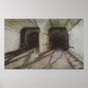 New York, NY - Hudson River Tunnel, Subway System Poster