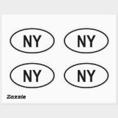 New York "NY" Ovaler Aufkleber (Blatt)