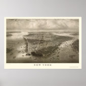 New York, NY Panoramic Map - 1851 Poster (Vorne)