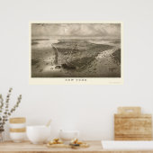 New York, NY Panoramic Map - 1851 Poster (Küche)