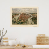 New York, NY Panoramic Map - 1865 Poster (Küche)