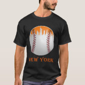 New York Ny Skyline Baseball trifft auf Gameday T-Shirt (Vorderseite)
