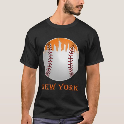 New York Ny Skyline Baseball trifft auf Gameday T-Shirt (Vorderseite)