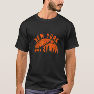 New York Ny Skyline Baseball Vintage Met At Gameda T-Shirt