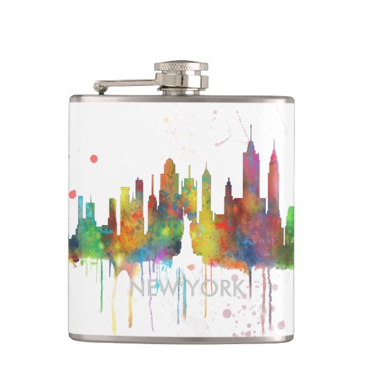 NEW YORK, NY SKYLINE - Getränkflasche Flachmann (Vorderseite)
