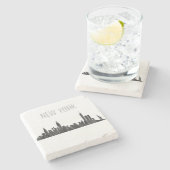 NEW YORK, NY SKYLINE-MALERPINSEL - STEINUNTERSETZER (Seitenansicht)