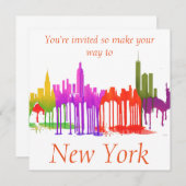 NEW YORK, NY SKYLINE-PFÜTZEN - EINLADUNG (Vorne/Hinten)