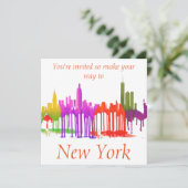 NEW YORK, NY SKYLINE-PFÜTZEN - EINLADUNG (Stehend Vorderseite)