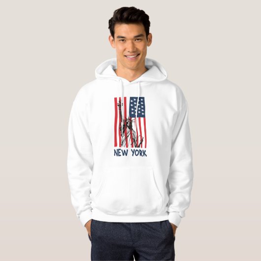 New York NY Statue of Liberty USA Flag Hoodie (Vorne ganz)