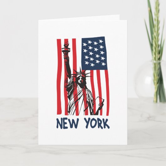 New York NY Statue of Liberty USA Flag Karte (Vorderseite)