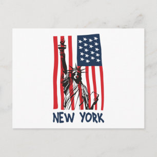 New York NY Statue of Liberty USA Flag Postkarte