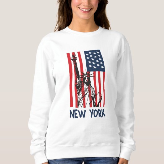 New York NY Statue of Liberty USA Flag Sweatshirt (Vorderseite)