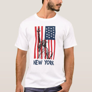 New York NY Statue of Liberty USA Flag T-Shirt