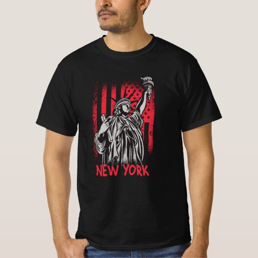 New York NY Statue of Liberty USA Flag T-Shirt (Vorderseite)