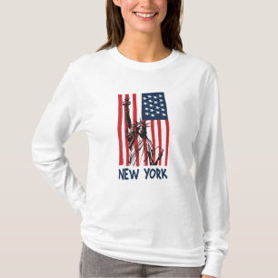 New York NY Statue of Liberty USA Flag T-Shirt