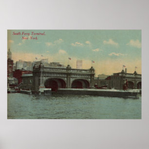New York, NY - Südfähren-Anschluss-Gebäude Poster