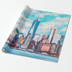 New York, NY, USA. Ansichten von großen Stadtwolke Geschenkpapier