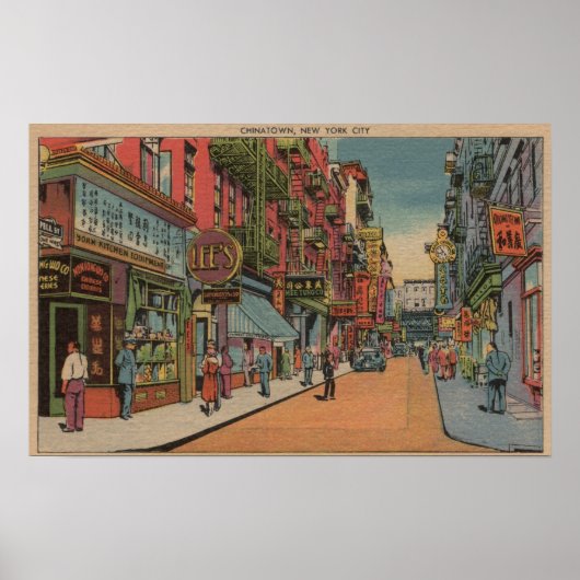 New York, NY - View of Chinatown Shops Poster (Vorne)