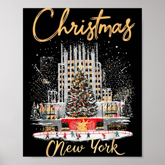 New York Ny Weihnachts Mädchen Reise passend Poster (Vorne)