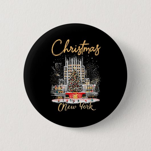 New York Ny Weihnachts-Mädels-Trip-Matching Button (Vorderseite)
