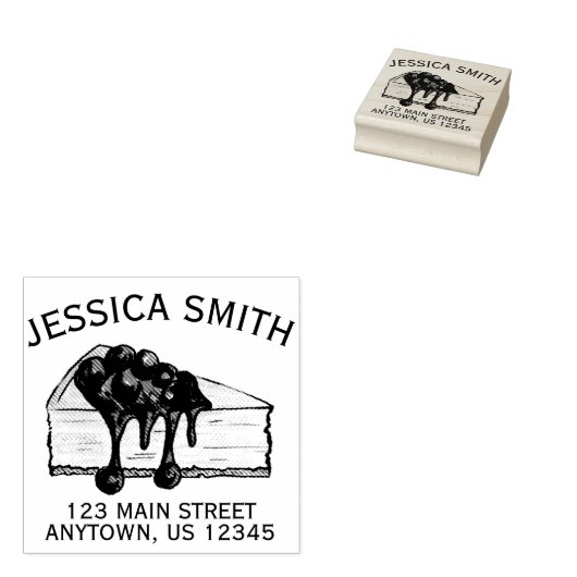 New York NYC Cherry Cheesecake Slice Adresse Gummistempel (Stempel)