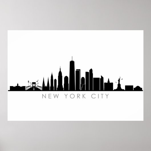 NEW YORK NYC Manhatten USA City Skyline Silhouette Poster (Vorne)