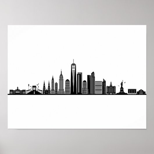 NEW YORK NYC Manhatten USA City Skyline Silhouette Poster (Vorne)