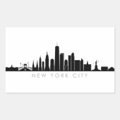 NEW YORK NYC Manhatten USA City Skyline Silhouette Rechteckiger Aufkleber (Vorderseite)