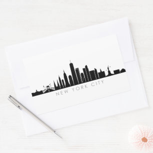 NEW YORK NYC Manhatten USA City Skyline Silhouette Rechteckiger Aufkleber