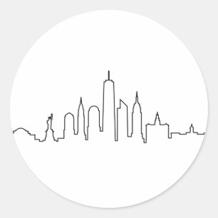 NEW YORK NYC Manhatten USA City Skyline Silhouette Runder Aufkleber