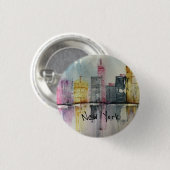 New York NYC Skyline Cityscape Original-Kunstwerk Button (Vorne & Hinten)