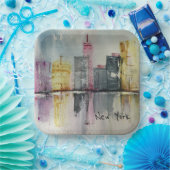New York NYC Skyline Cityscape Original-Kunstwerk Pappteller (Party)