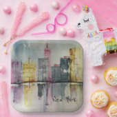 New York NYC Skyline Cityscape Original-Kunstwerk Pappteller (Party)