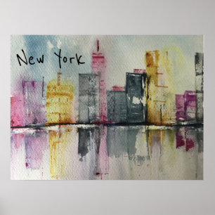 New York NYC Skyline Cityscape Original-Kunstwerk Poster