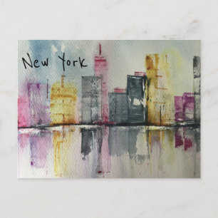 New York NYC Skyline Cityscape Original-Kunstwerk  Postkarte