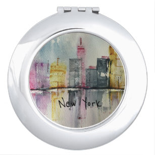 New York NYC Skyline Cityscape Original-Kunstwerk  Taschenspiegel
