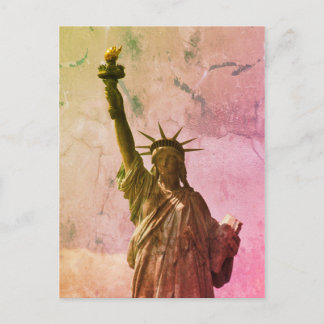 New York NYC Stadt Farbe Vintage Statue Liberté Postkarte