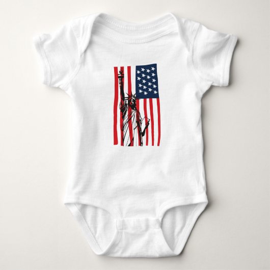 New York NYC Statue of Liberty USA Flag Baby Strampler (Vorderseite)