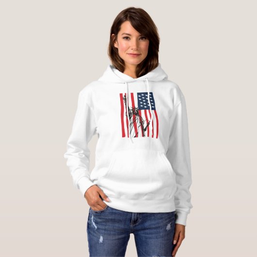 New York NYC Statue of Liberty USA Flag Hoodie (Vorne ganz)