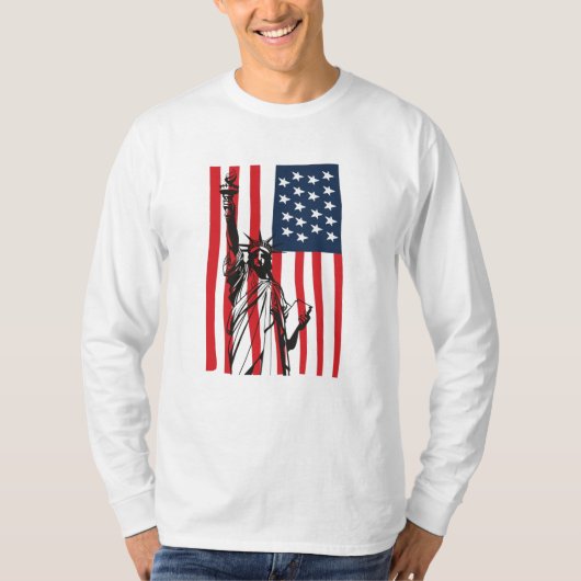 New York NYC Statue of Liberty USA Flag T-Shirt (Vorderseite)