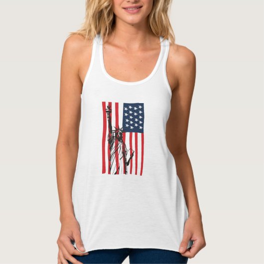 New York NYC Statue of Liberty USA Flag Tank Top (Vorderseite)