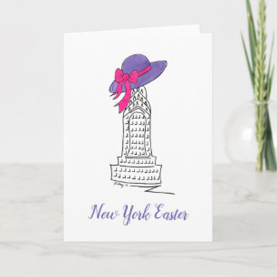 New York Oaster Parade Lila Bonnet Skycraper NY Feiertagskarte