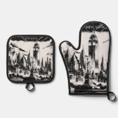 New York Ofenhandschuh & Topflappen-Set (Vorderseite)