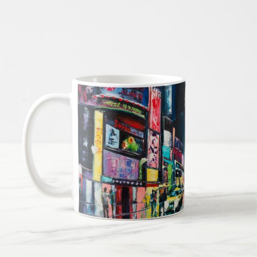 "New York" Ölgemälde, eine nächtliche Aussicht auf Kaffeetasse (Links)