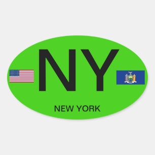 New York - Oval Sticker im europäischen Stil