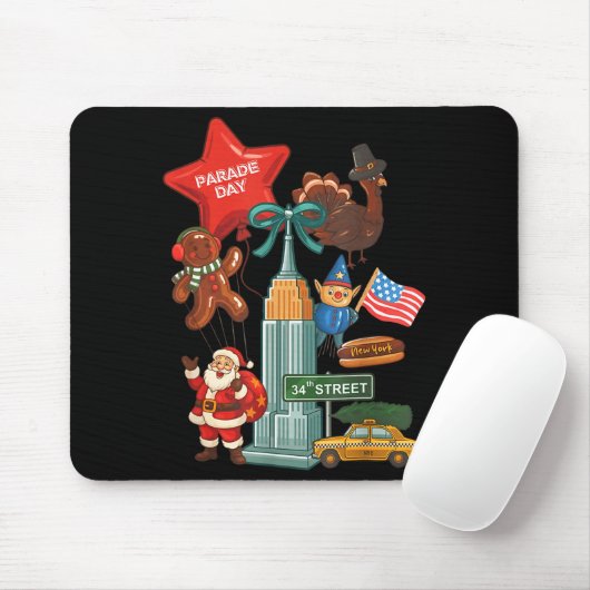 New York Parade Day Thanksgiving Santa Taxi Mousepad (Mit Mouse)