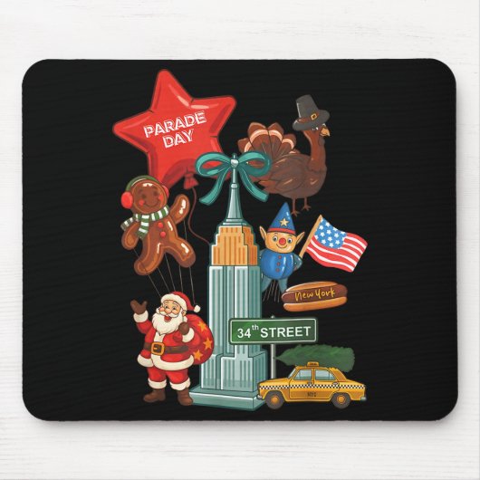 New York Parade Day Thanksgiving Santa Taxi Mousepad (Vorne)